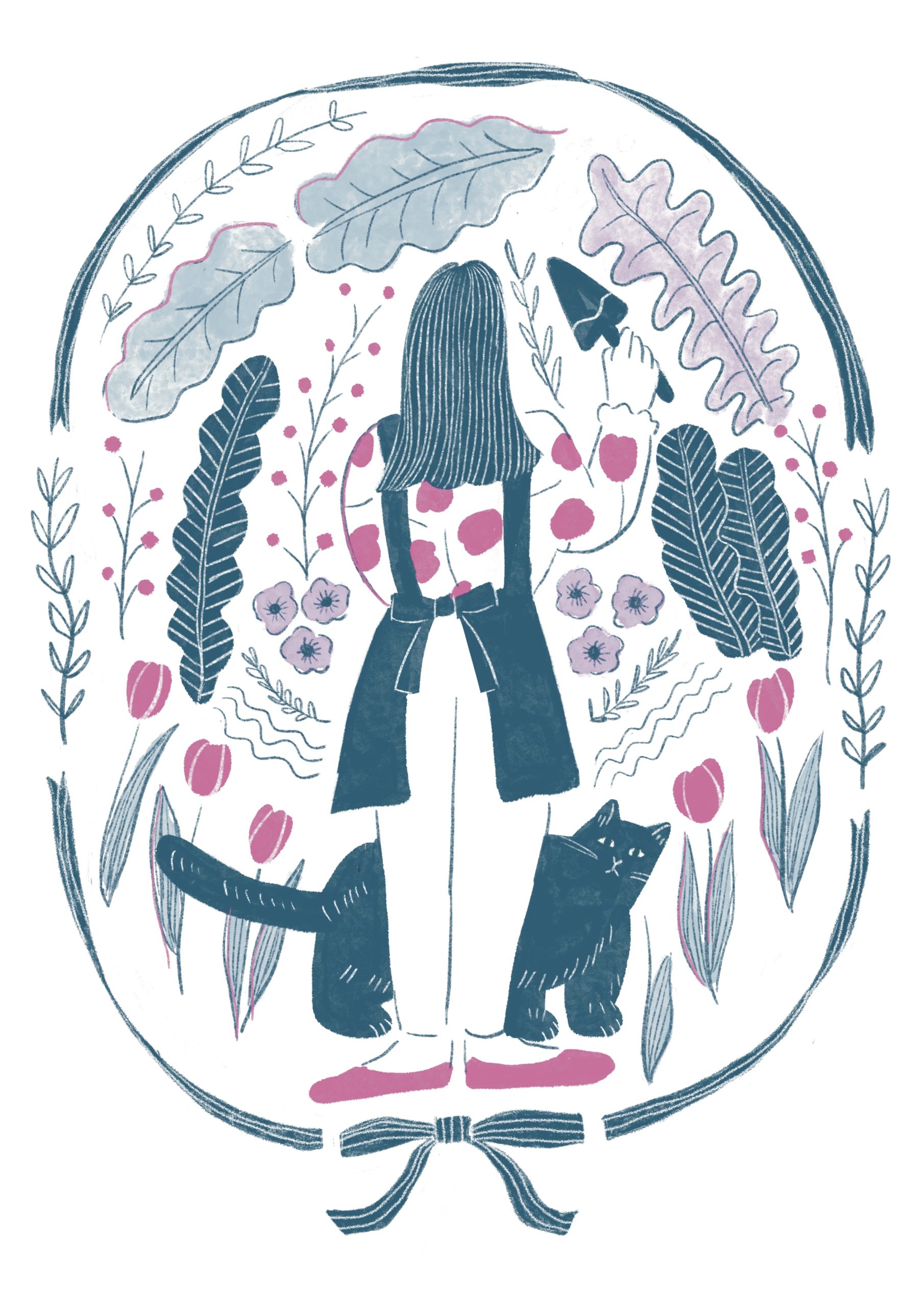 花屋にいつく猫