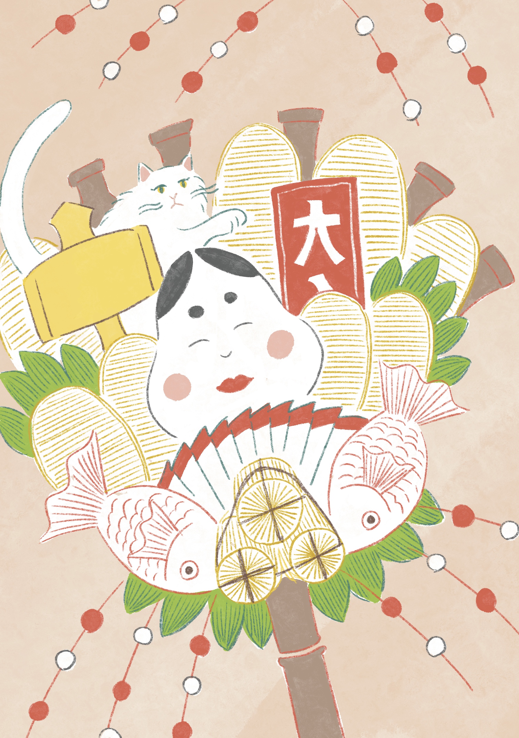 熊手に迷い込んだ猫